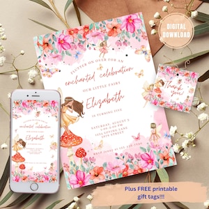 Fairy verjaardagsuitnodiging, Fairy eerste verjaardagsuitnodiging, Tea Party uitnodiging, betoverde Tea Party, Fairy Party uitnodiging