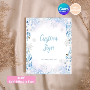 EDITABLE Winter Wonderland 8x10 Table Sign, Snowflake Birthday Sign Instant Download Templates Winter Onederland Birthday Girl Decorations