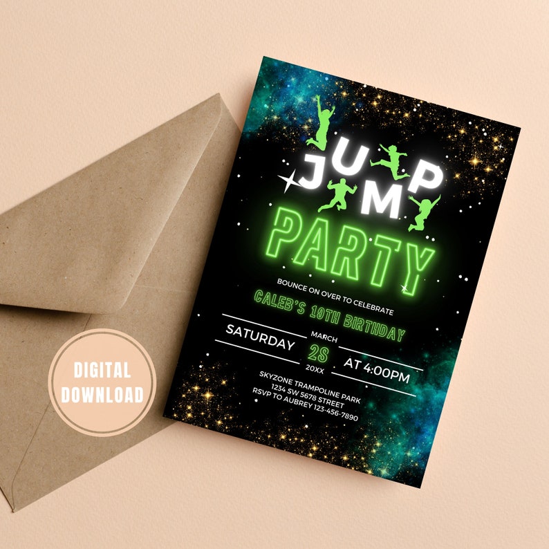 EDITABLE Trampoline Park Invitation Trampoline Birthday - Etsy