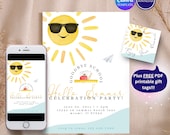 End of School Party Invitation, Hello Summer, Sunshine (Digital Printable EDITABLE Invite)