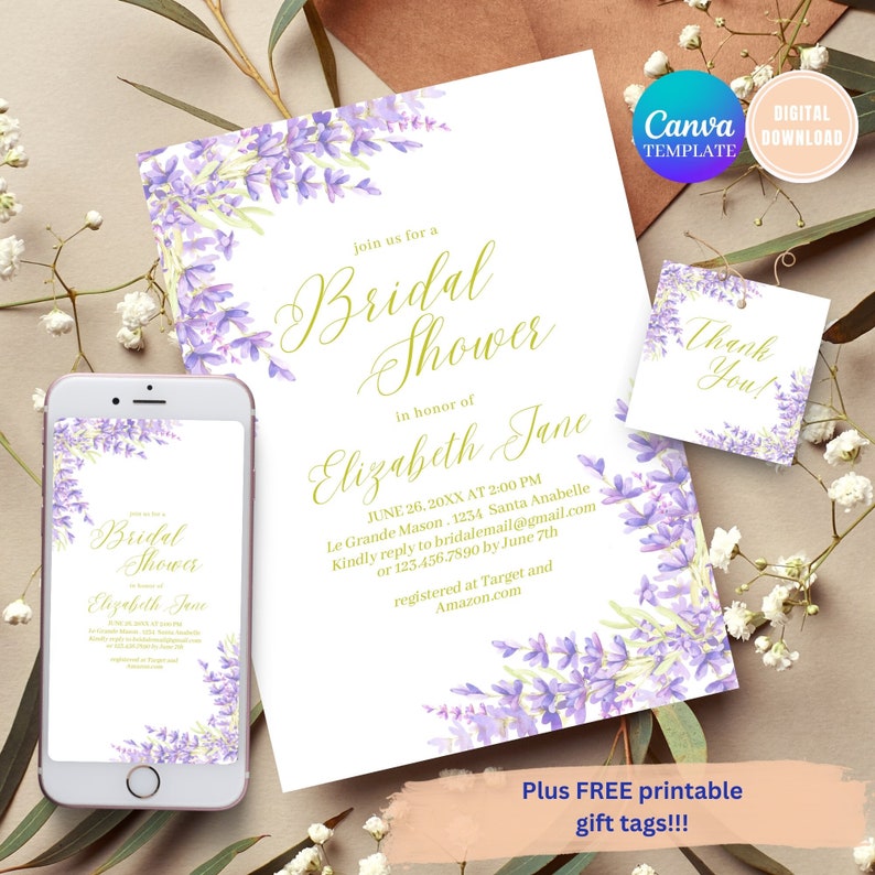 Lavender Wedding Shower Invitation Lavender Bridal Shower Etsy