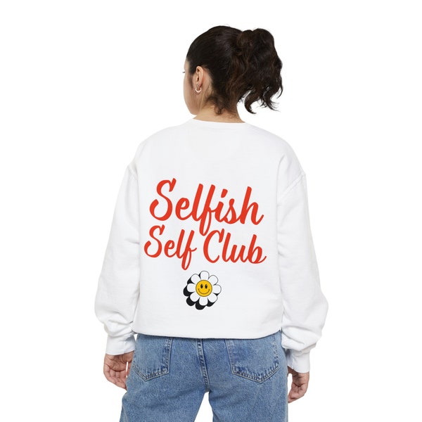 FELPA SSC - maglione bianco comodo egoista self club - idea regalo perfetta per lei - estetica loungewear - citazione divertente con top grafici