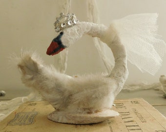 Gesponnene Baumwolle Ornament Shabby chic Dekor gesponnene Baumwolle Schwan Hochzeitsdekor