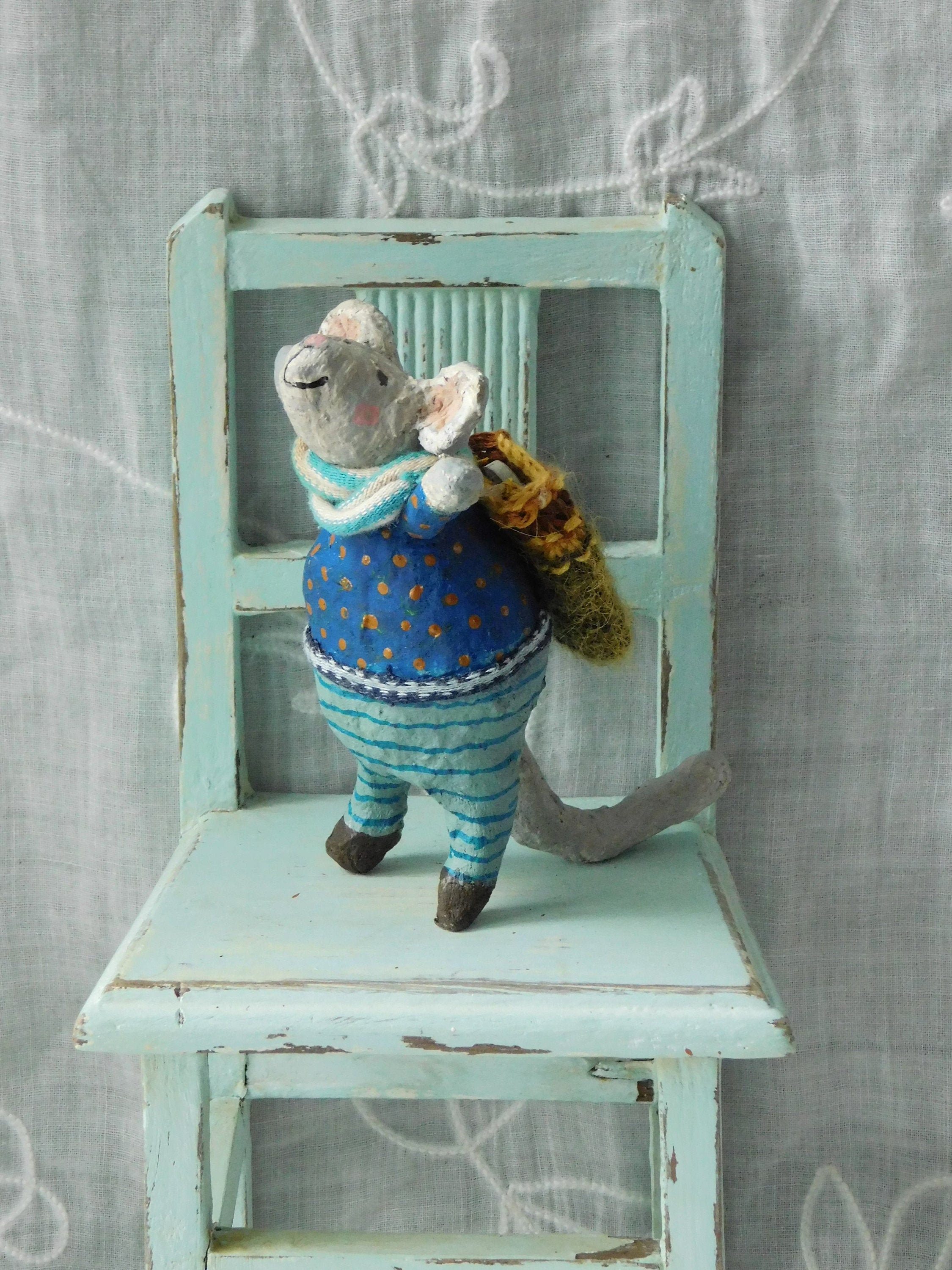 Souris de Coton Filée Fantaisiste, Cadeau Personnalisé Valentine d'ooak, Souris Miniature