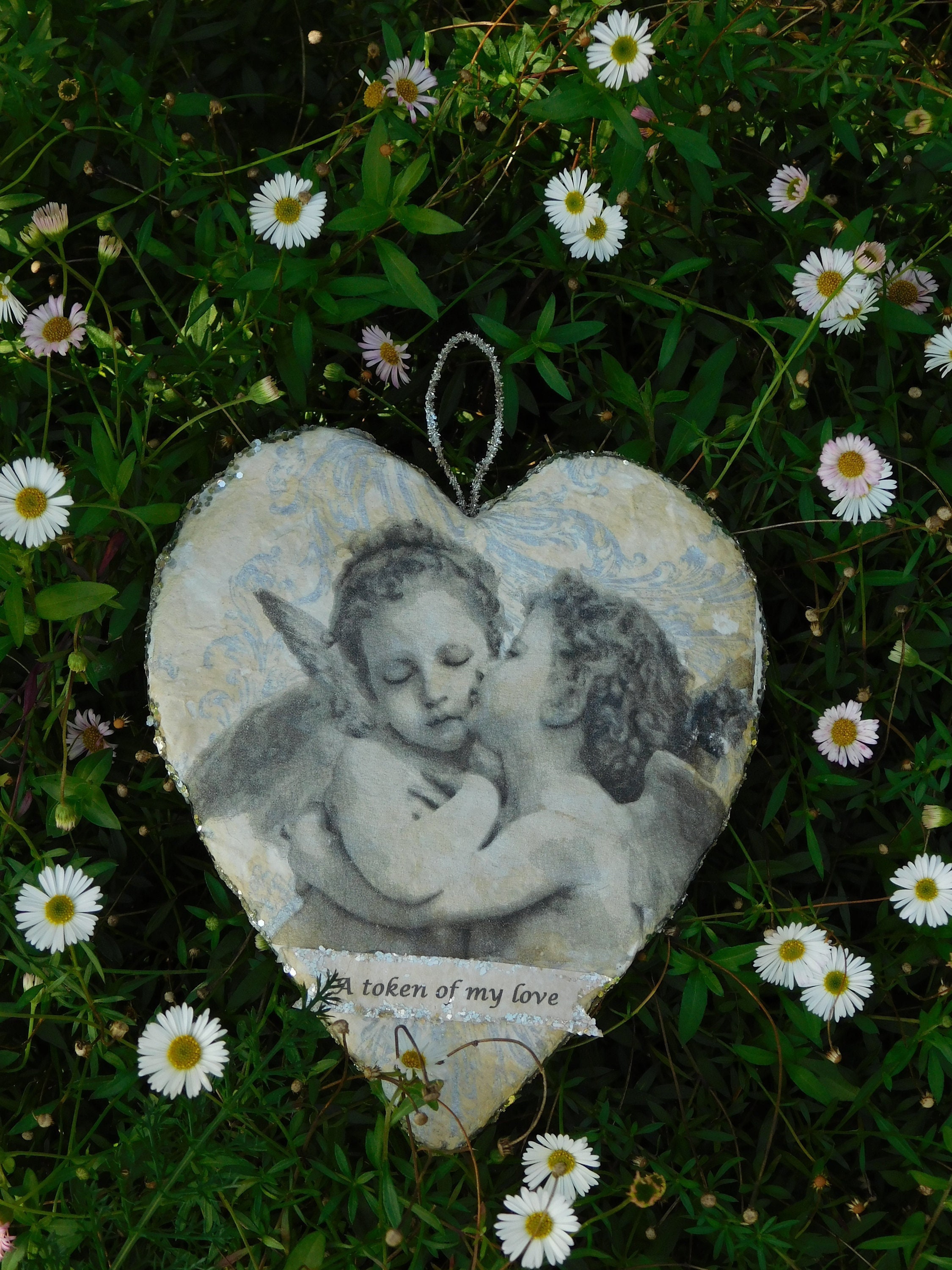 Cœur de Coton Filé Chérubin d'inspiration Vintage, Cadeau Cœur Personnalisé