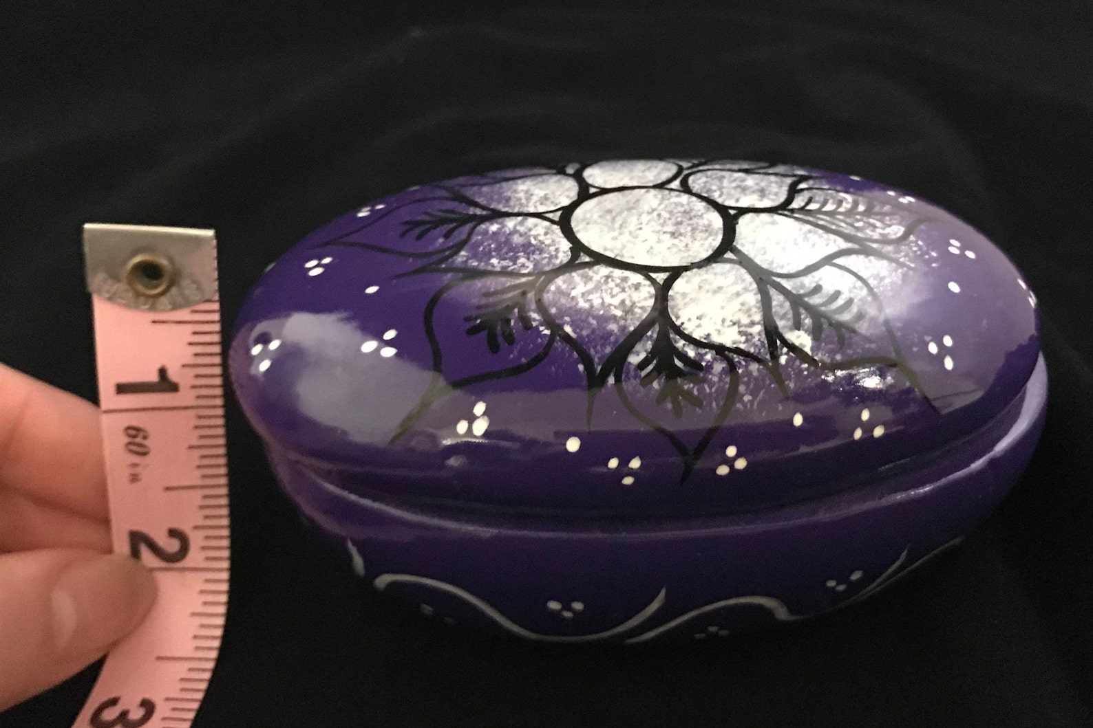 Purple Ceramic Clay Jewelry Box Mexican Folk Art Hand Painted Etsy