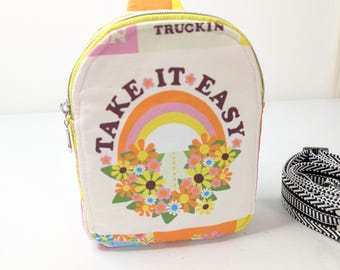 Take it Easy Mav Pack Sling, Lysa Flower Fabric, Mini Sling Crossbody Bag