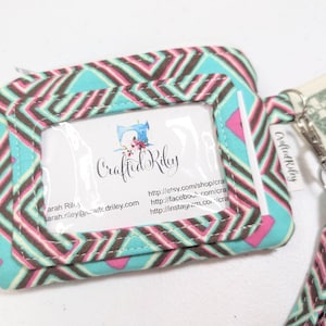 Turquoise Brown Fabric ID Lanyard Wallet: College Teacher Essential