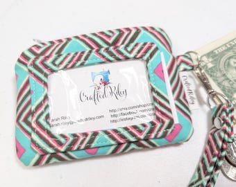 Turquoise Brown Fabric ID Lanyard Wallet: College Teacher Essential