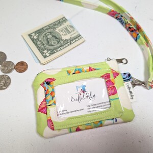 Tula Pink Neon Green Floral ID Lanyard Wallet