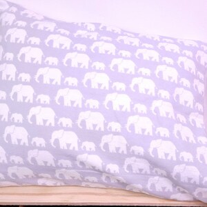 Grey Elephant Travel Size Pillowcase, Elephant Toddler Pillowcase, Kids Travel Pillow