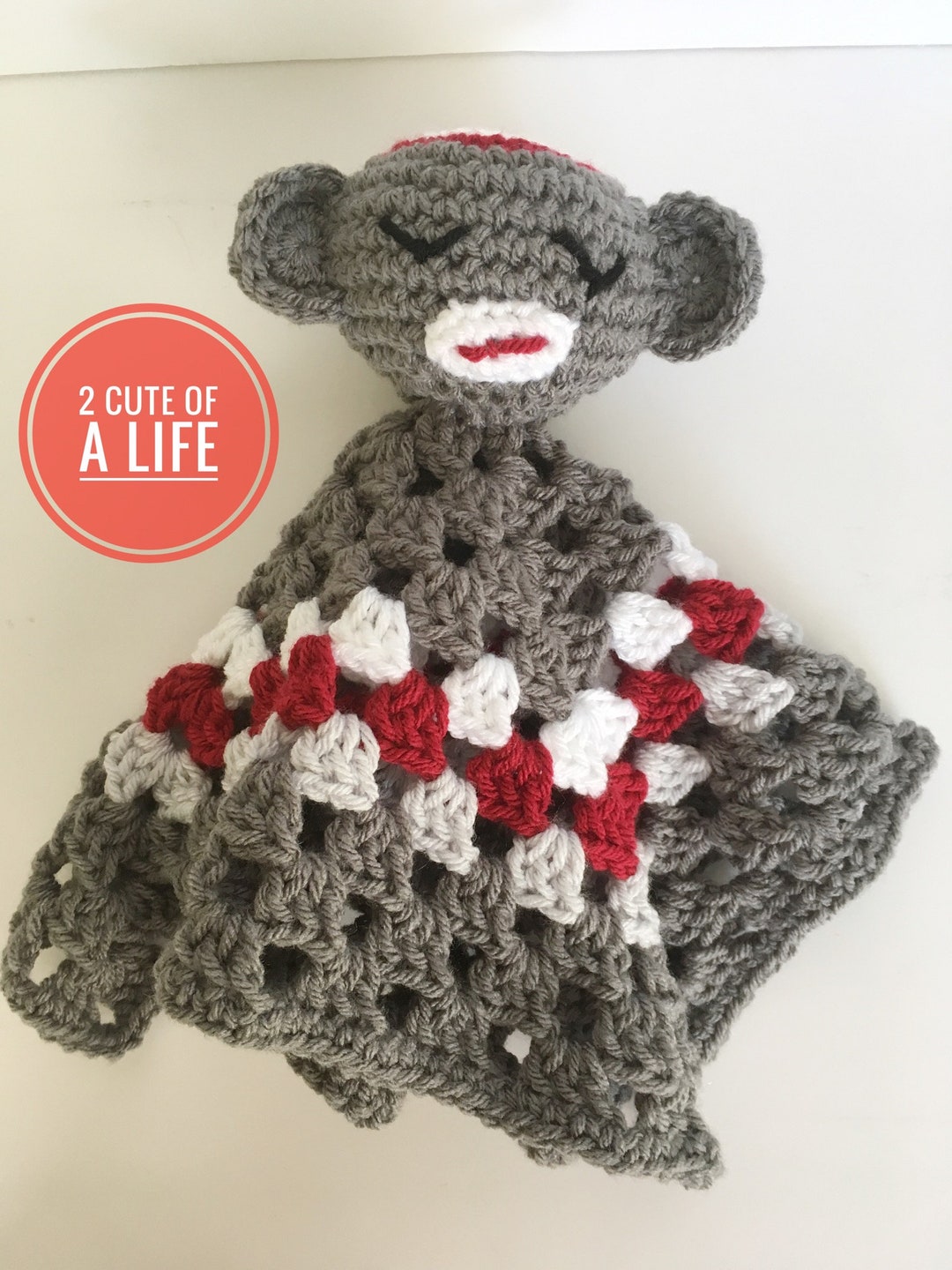 Crochet Sock Monkey Lovey: Handmade Baby Blanket,