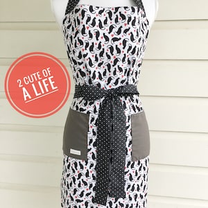 Black Cat Print Apron: Kitchen Baking Cooking Apron