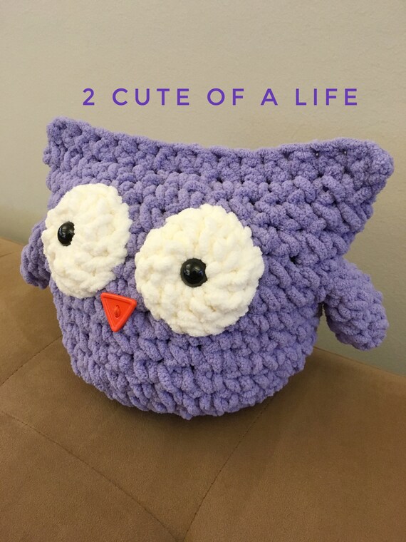 Crochet Plush Owl Purple Owl Crochet Owl Owl Pillow Bernat Etsy