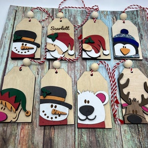 Personalized Christmas Tags, Elf Tag, Gnome Tag, Santa Tag, Snowman Tag, Penguin Tag, Polar Bear Tag, Reindeer Tag