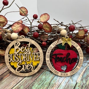 School Ornaments, Teacher Ornament, Bus Driver Ornament, Christmas Ornament