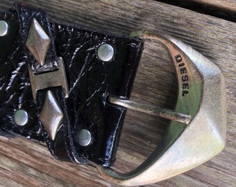 italy製　diesel studs design leather belt Diesel Women Logo Stud Belt 80Cm/Made In Italy/18 340 Yen