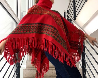 100% wool 60s Finnish vintage Arola woven poncho / cape.