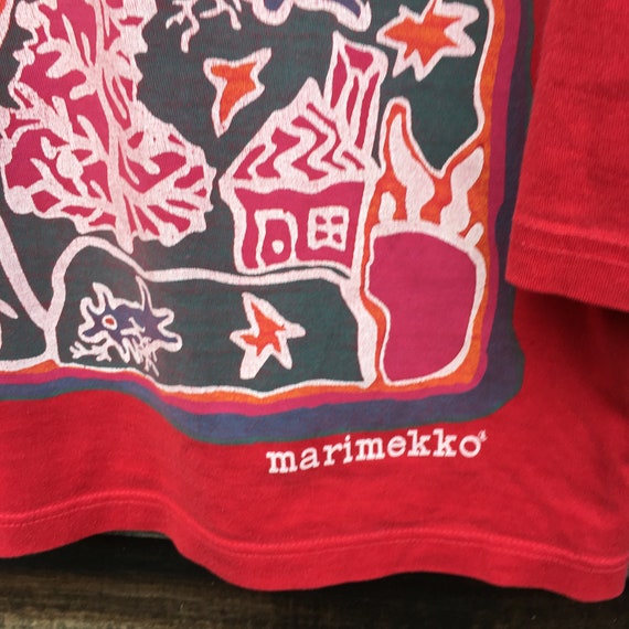 Marimekko Christmas print red vintage shirt, top M