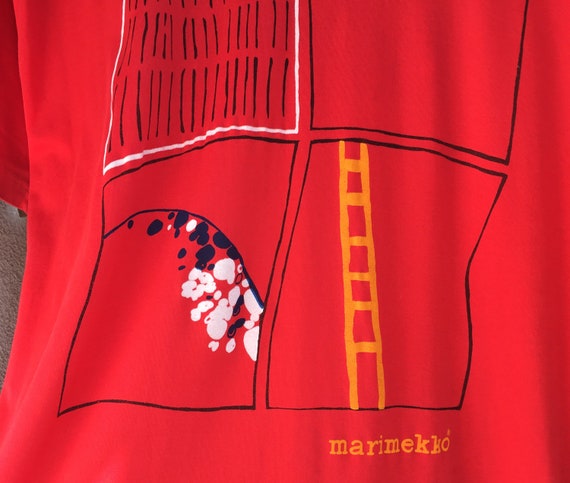 Marimekko printed red vintage shirt, top S-L