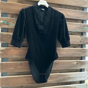 La Perla black velvet vintage bodysuit with scalloped collar  size M, IT3