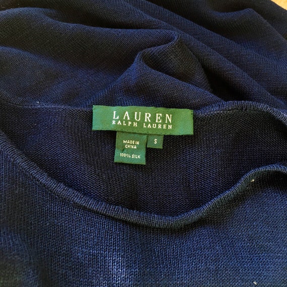 ラルフローレン 七分袖ニット セーター シルク100％ 青 水色 S B200 ポロ バイ ラルフローレン ポニー刺繍 シルク100% ケーブル