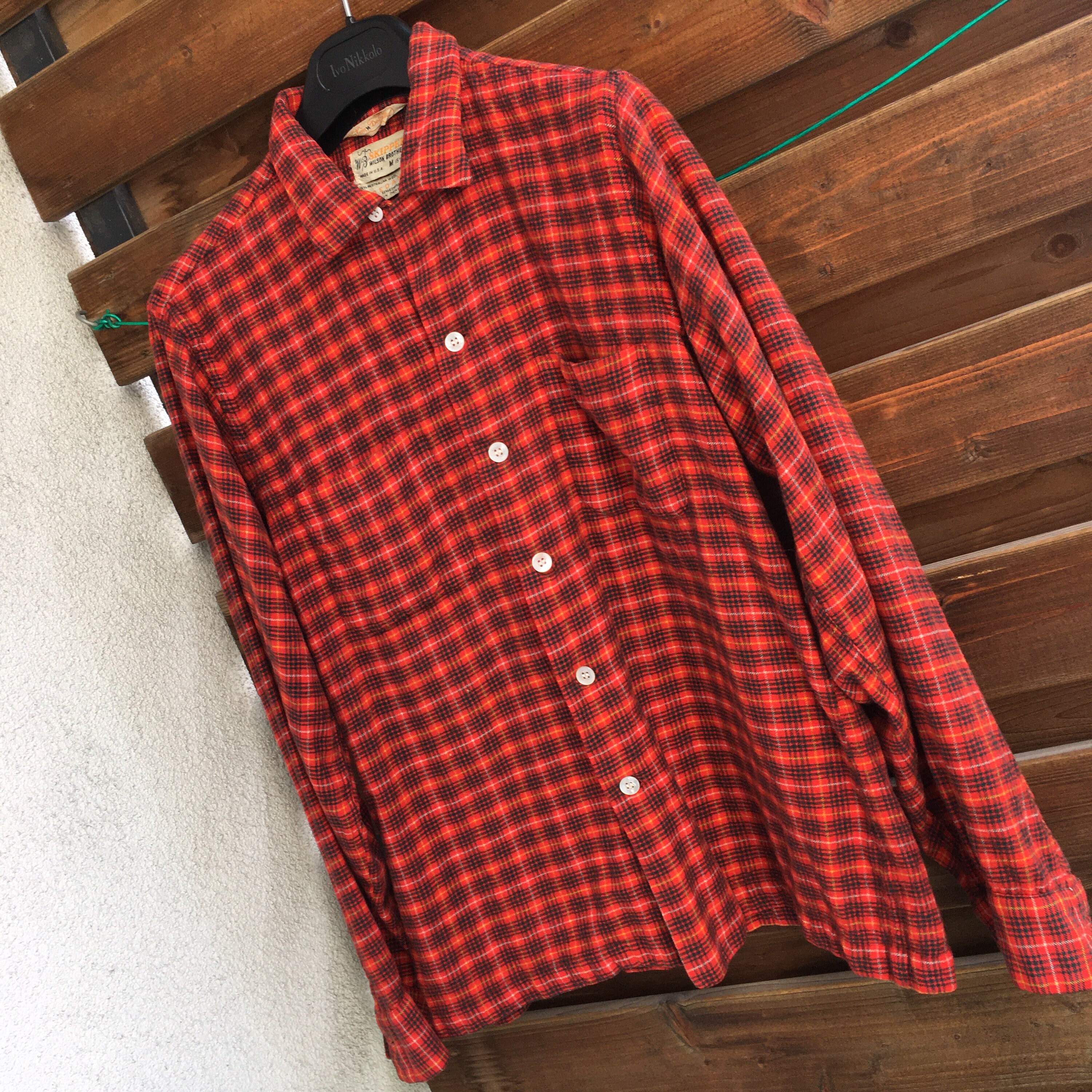 50s Vintage Wool Cotton Flannel Skipper Wilson Brothers Plaid