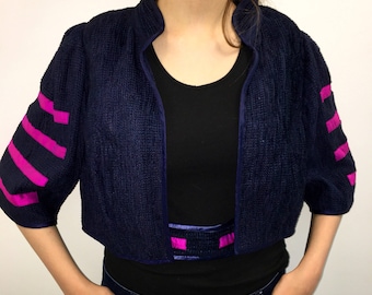 Annikki Karvinen Finnish vintage chenille handmade cropped jacket / blazer S-L