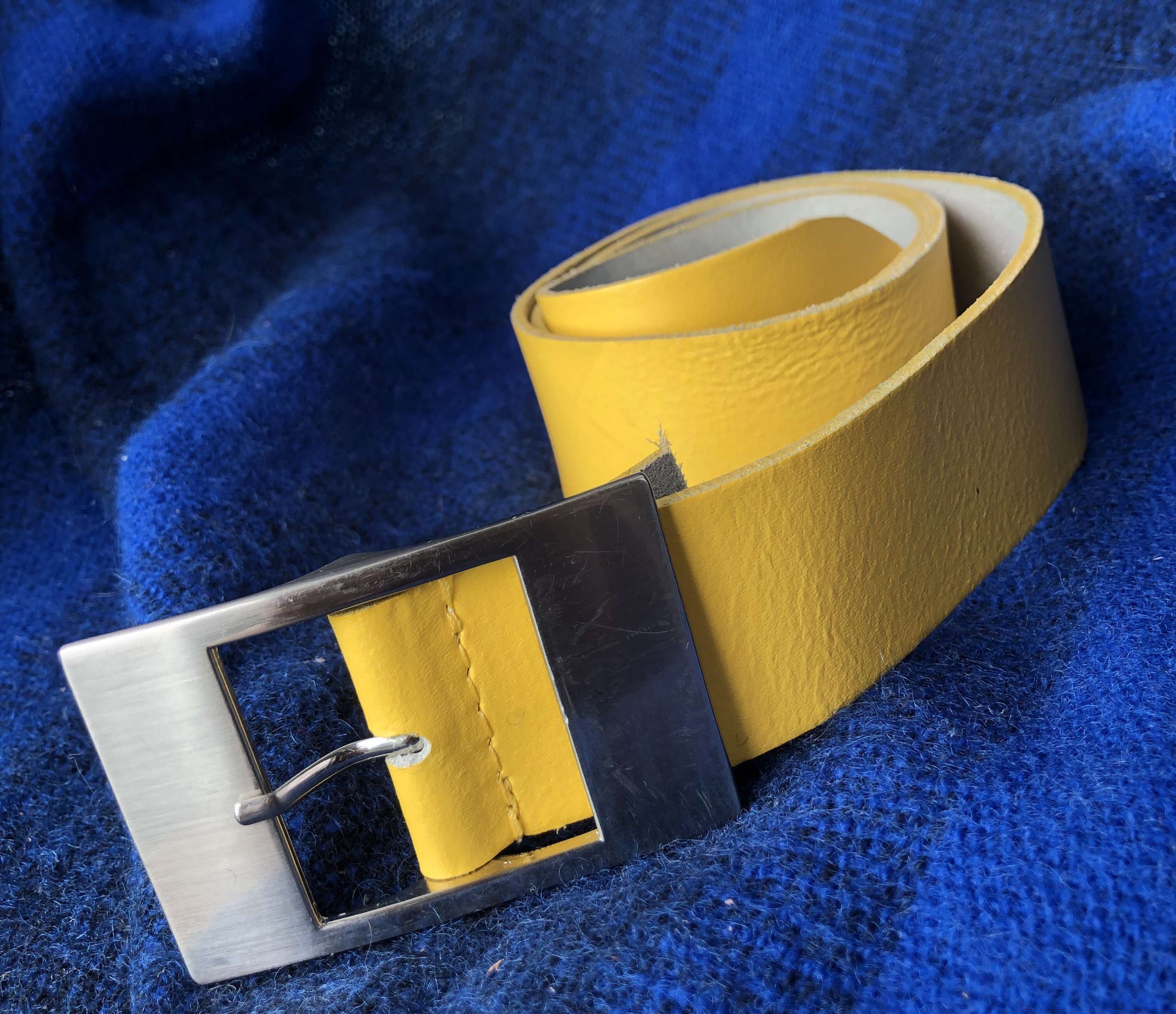 Real / Genuine Leather German Vintage Bernd Götz Yellow Belt With