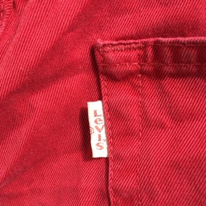 Levis 510 high waist red button fly jeans labelled W29 L28, see actual measurements image 5