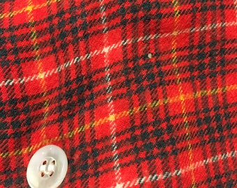 50‘s ビンテージ ブラウンチェック柄　リブシャツ 古着 60s 日本製 Penney's Towncraft レッド チェック 開襟