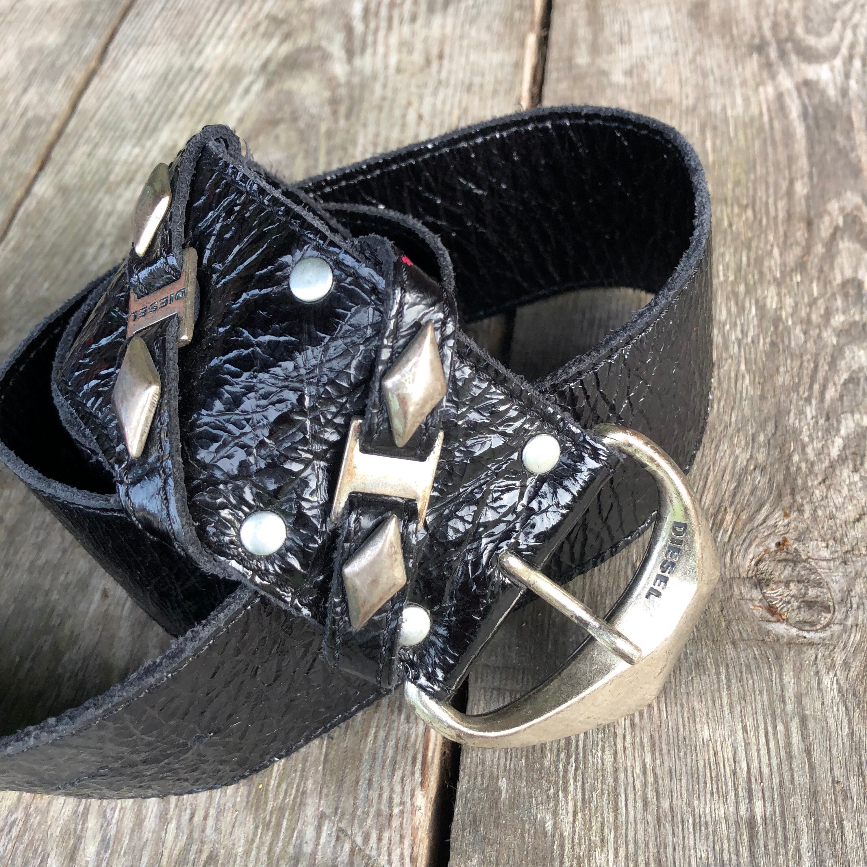 Diesel Real / Genuine Leather Italian Black Wide Metal