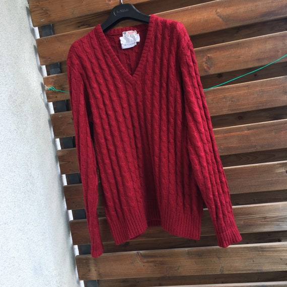 70s Wool Mohair Avon (avoncelli) Burgundy Luxury V Neck Dress 