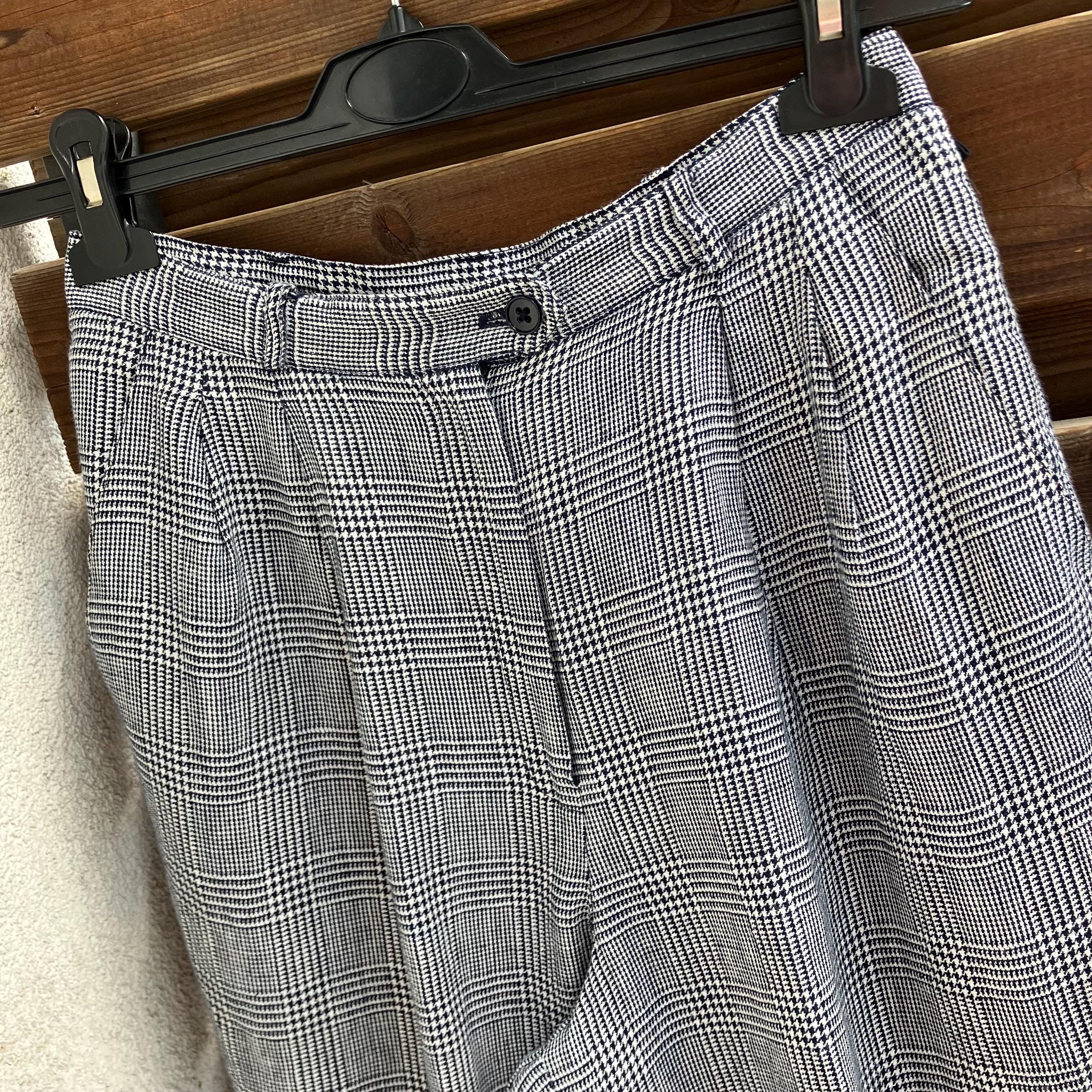 Ralph Lauren Linen Checked High Waist Vintage Trousers, Pants S