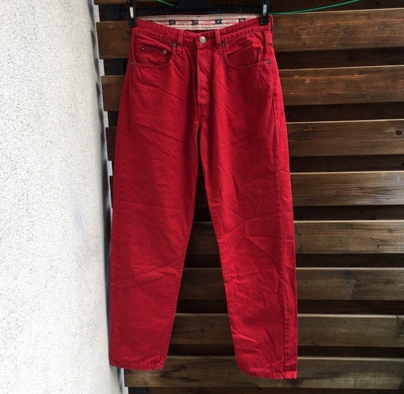 Levis 510 high waist red button fly jeans labelle… - image 6