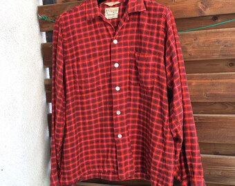 50s Vintage Wool Cotton Flannel Skipper Wilson Brothers Plaid