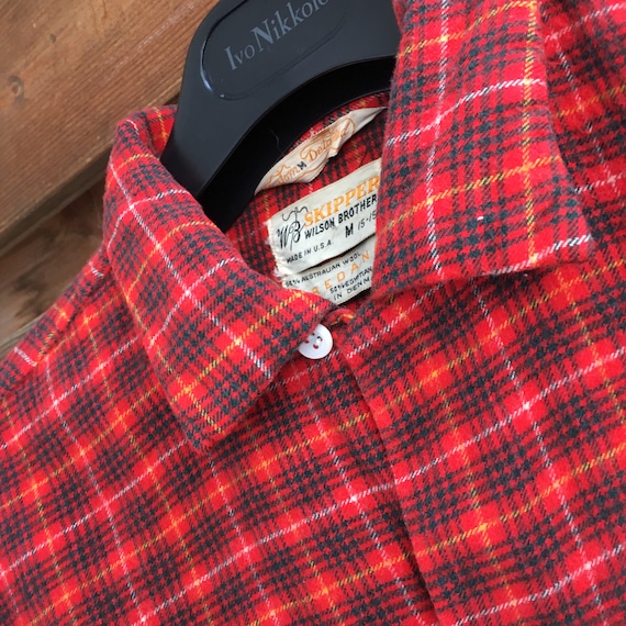 Buy 50s Vintage Wool Cotton Flannel Skipper Wilson Brothers Plaid 