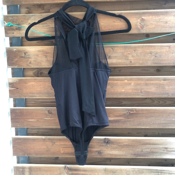 La Perla black vintage bodysuit with mesh tie col… - image 6