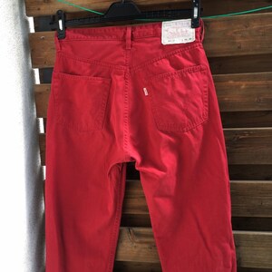 Levis 510 high waist red button fly jeans labelled W29 L28, see actual measurements image 10