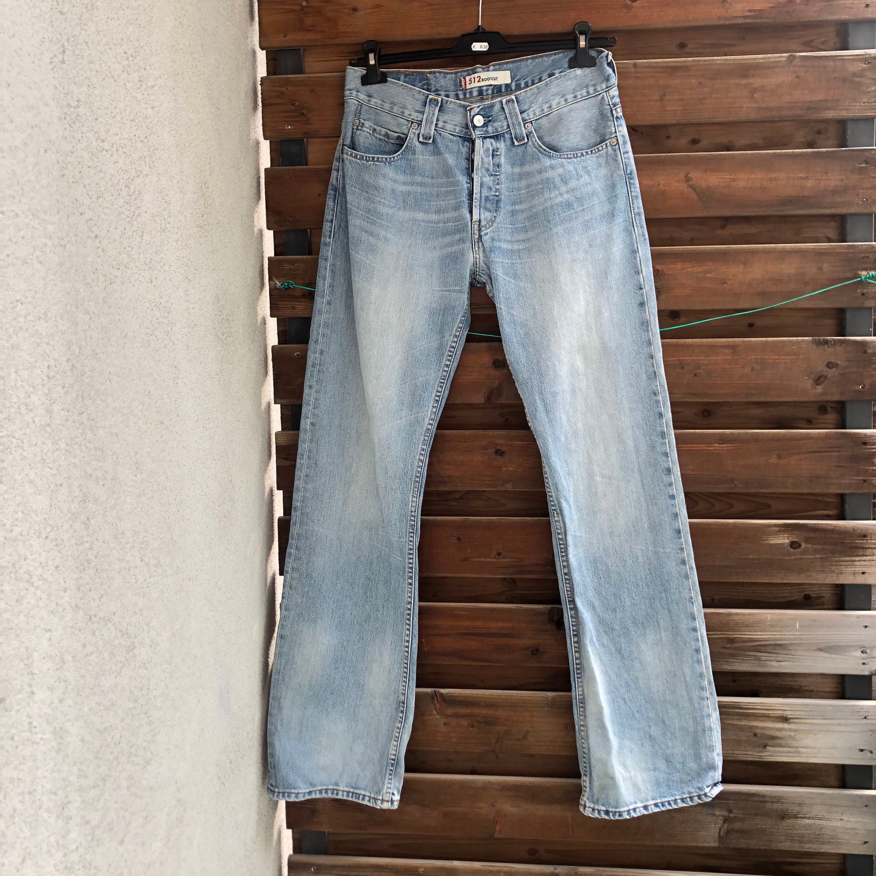 construcción serie Trastorno Levis 512 boot cut azul claro vintage button fly jeans tiro - Etsy México