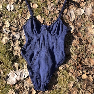 La Perla Occhi Verdi blue vintage bodysuit size US34 M, D75, F85