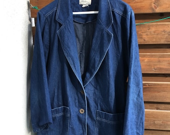 Vintage minimalistische jaren 70 denim jeans utility jack / stofdoek / karweijas S-L