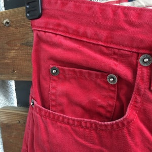 Levis 510 high waist red button fly jeans labelled W29 L28, see actual measurements image 9