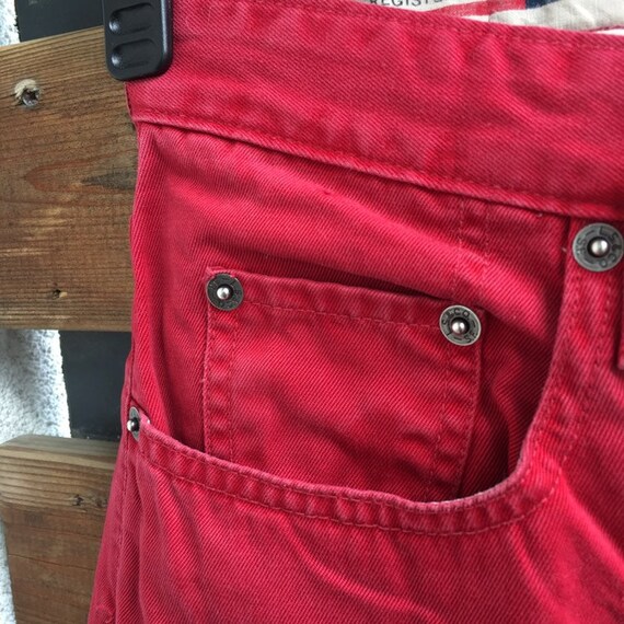 Levis 510 high waist red button fly jeans labelle… - image 9