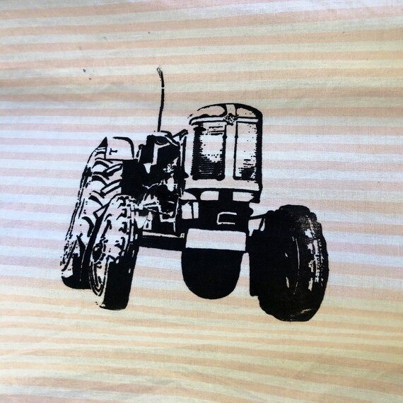 Handprinted cars and tractor vintage reworked pal… - image 3