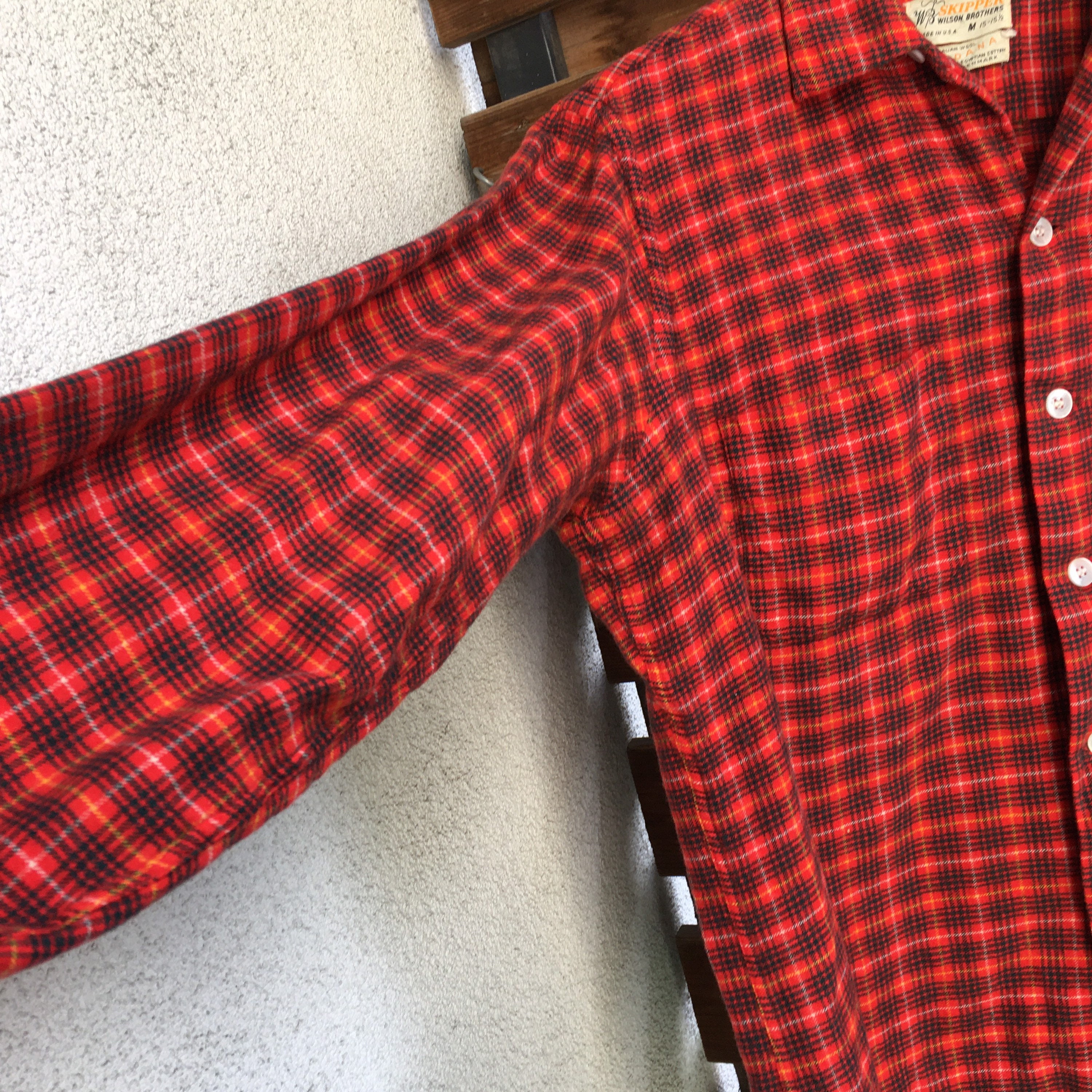 50s Vintage Wool Cotton Flannel Skipper Wilson Brothers Plaid