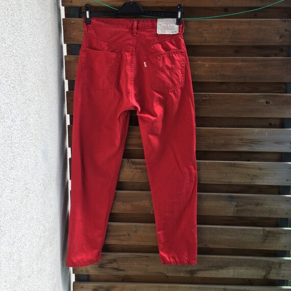 Levis 510 high waist red button fly jeans labelle… - image 7