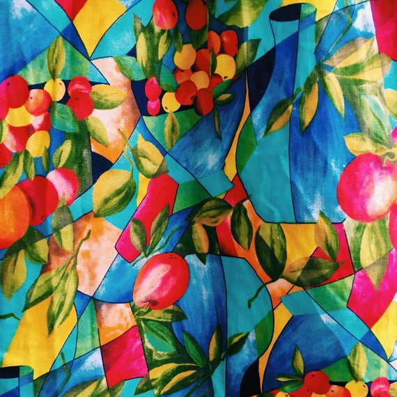 Fruit print vintage 80s button front / button down