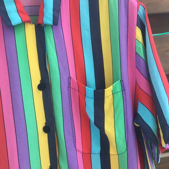 Kurt Kellermann rainbow multicolored striped vintage button down shirt / blouse M-XL View 3