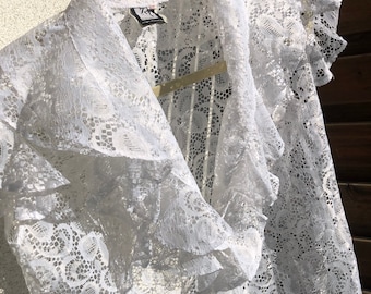 Jürgen Michaelsen Boutique romantic lace ruffled white vintage top / blouse M